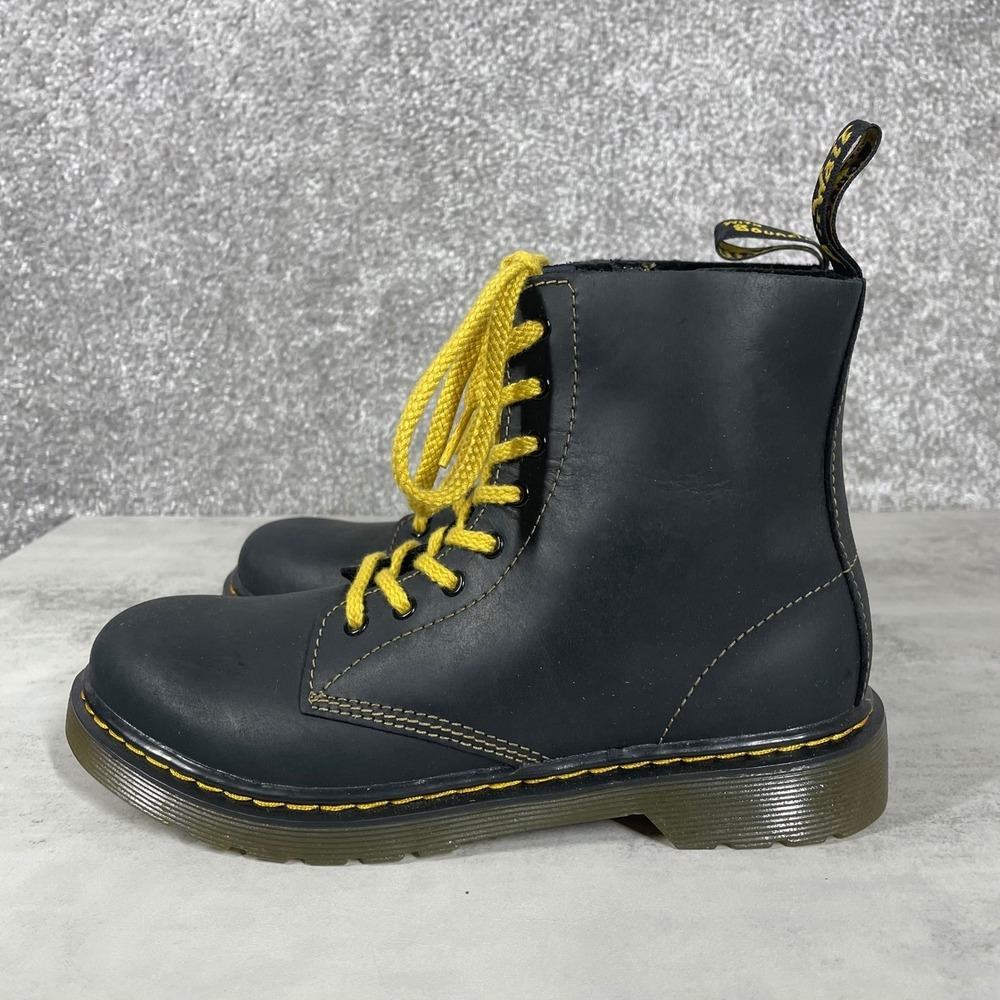 Dr Martens Boots Womens 5 Mens 4 1460 Pascal J Combat Leather Yellow Stitching - Picture 6 of 10